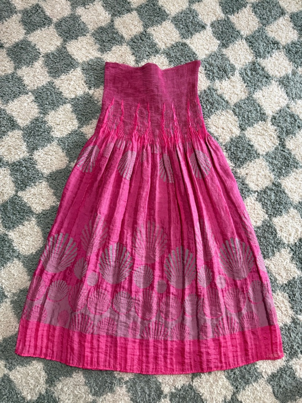 LAPIS Pink Strapless Seashell Print Dress Y2K 90s Beach Summer Barbie One Size